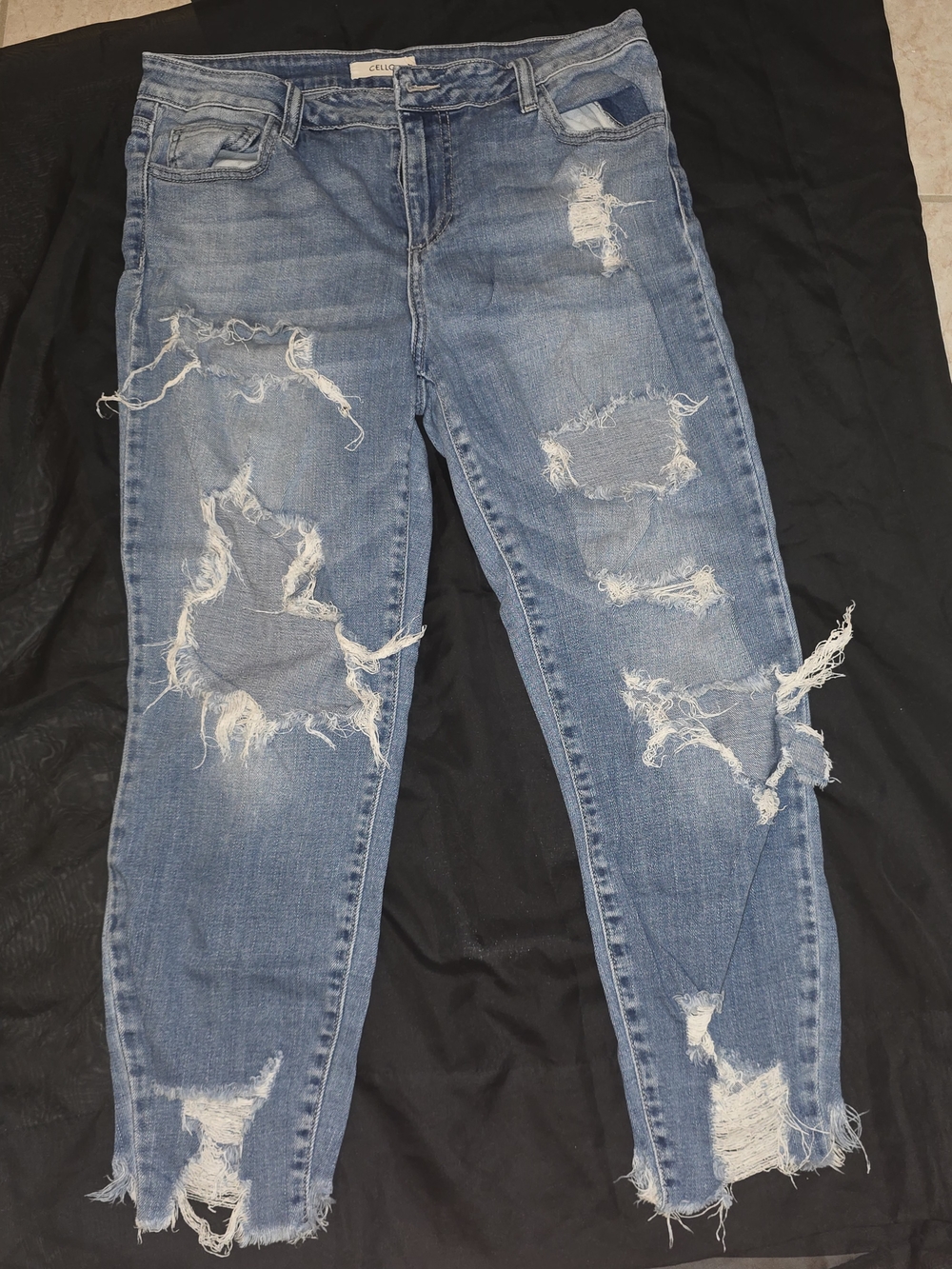 (2 For $30) Cello Thrashed Light Blue Ankle Jeans